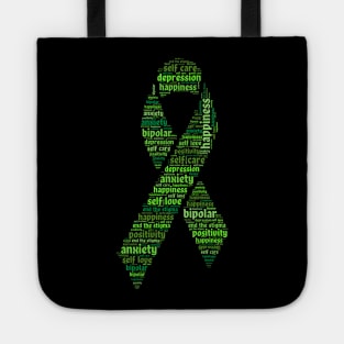 Green Mental Health Awareness Ribbon Tote