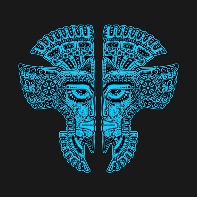 Blue and Black Mayan Twins Mask Illusion by jeffbartels