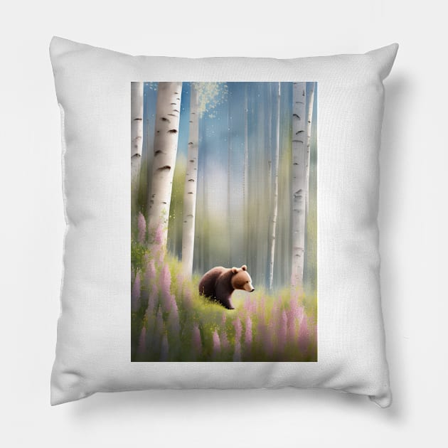 Forest Bear Pillow by PurplePeacock