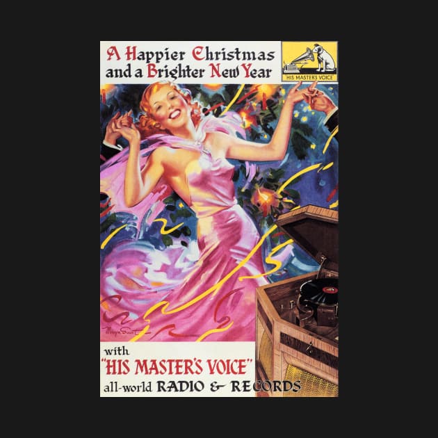 CHRISTMAS & NEW YEAR Celebration with His Masters Voice RCA Victor Vintage Advertisement by vintageposters