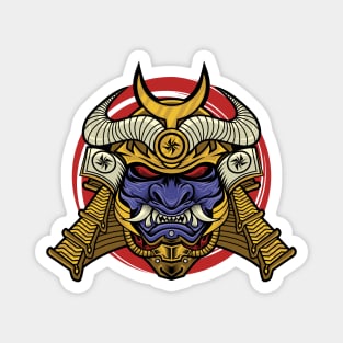 Samurai With Oni Mask Magnet