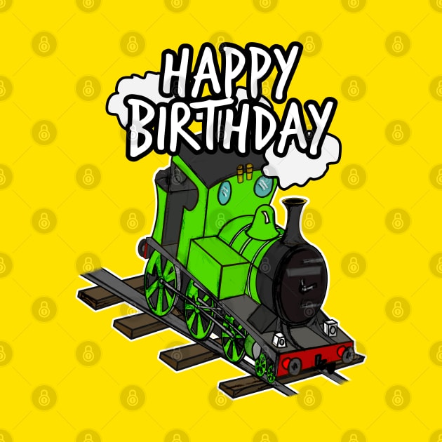 Birthday Train Steam Locomotive Railway Model Railroad (Green) by doodlerob