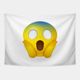 Emoji face screaming in fear Tapestry