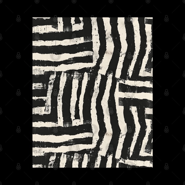 Black and White Abstract Mud Cloth Pattern by Trippycollage