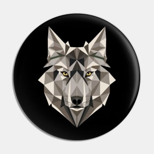 Geometric Wolf Wild Dog Animal Lover Geometry Art Gift Pin