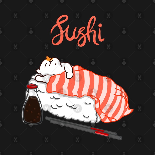 Cat Sleeping on Sushi by Kimprut