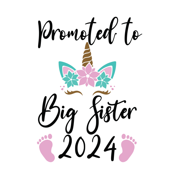 Promoted to big sister 2024 with unicorn for new baby by AWESOME ART