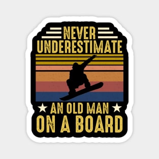 Vintage Never Underestimate An Old Man On A Board Magnet