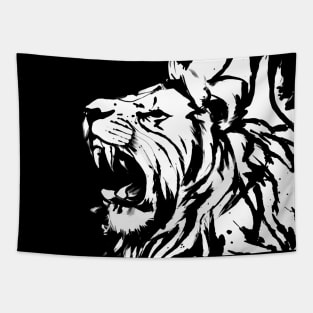 Grunge Lion Head White Tapestry