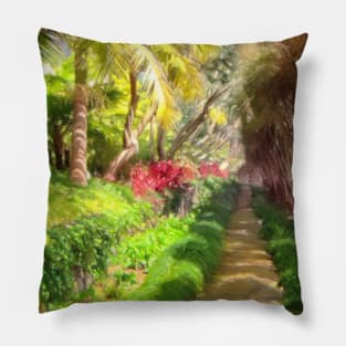 Madeira Island Sidewalk, a Walk through the worlds Finest Botanical Gardens Pillow