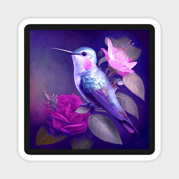 Humming Bird, love,roses, flowers, birthday Magnet by AnnaMartaFoley