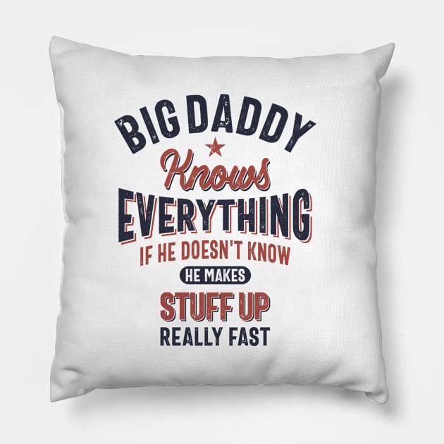 Big Daddy Knows Everything | Father Grandpa Gift Pillow by cidolopez