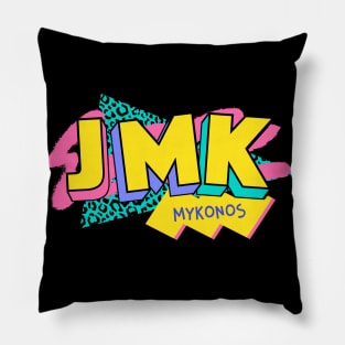 Mykonos, Greece Retro 90s Logo Pillow
