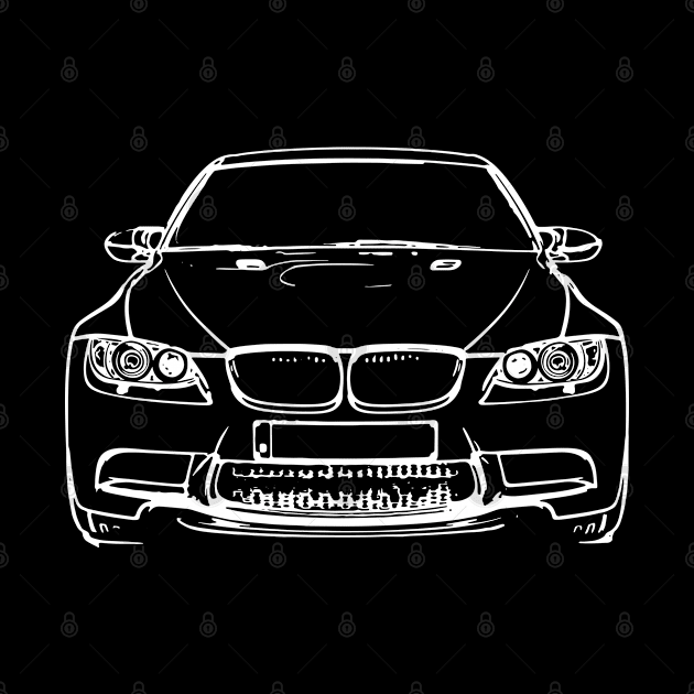 White E90 Car Sketch Art by DemangDesign