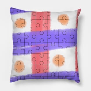 Pink purple puzzle pattern watercolor Pillow