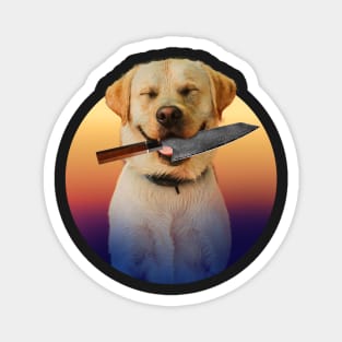 Dog with a knife Golden Retriever labrador Magnet