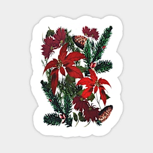 Poinsettia and Pine Magnet