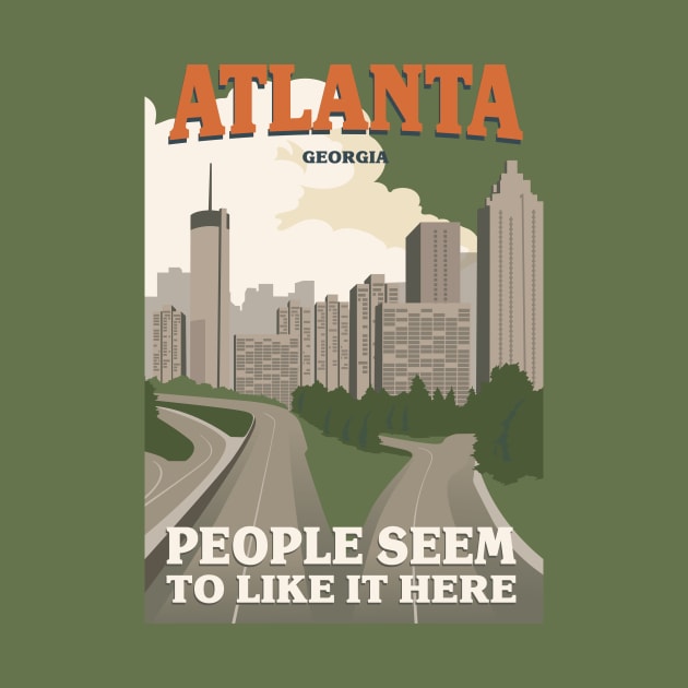 Vintage Atlanta Georgia Cityscape Downtown Skyline Apparel by Terrybogard97