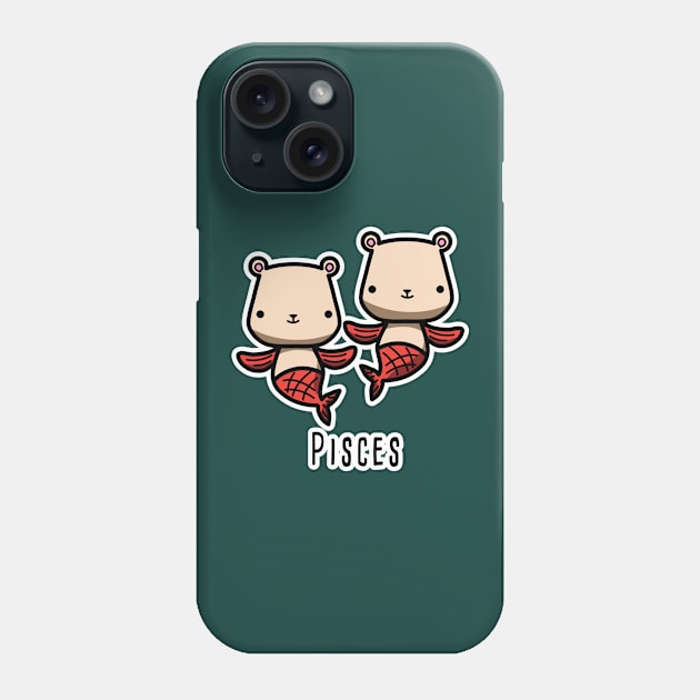 Pisces zodiac teddy bear Phone Case by doodletales