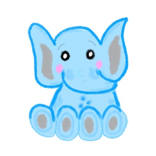 Blue pastel watercolor baby elephant T-Shirt