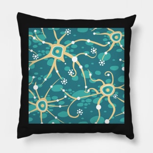 neural network - light yellow and water green pattern Pillow