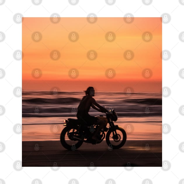 motor bike sunset beach by Mr Bushido