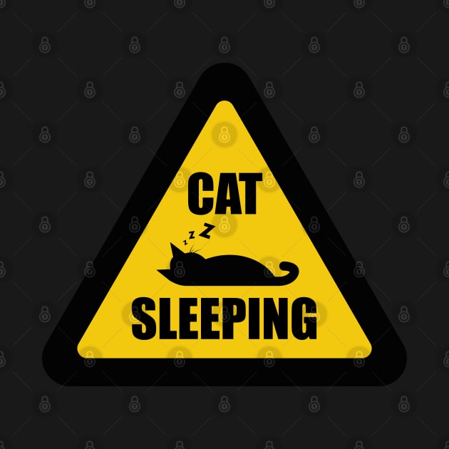 Black Cat Sleeping Sign Text by Adrian's Outline