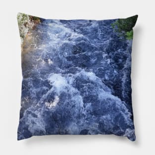 A flowing river,river, flow, water, turquoise, navy, blue, vegetation, paradise, island, summer, beach, adventure, foam, tropical, exotic, aqua, rain, xmas, holidays, Pillow