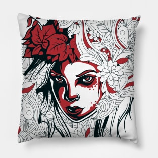 girl’s face on a floral background Pillow