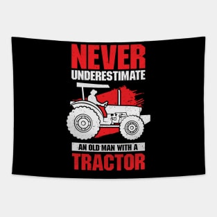 Never Underestimate An Old Man With A Tractor Tapestry