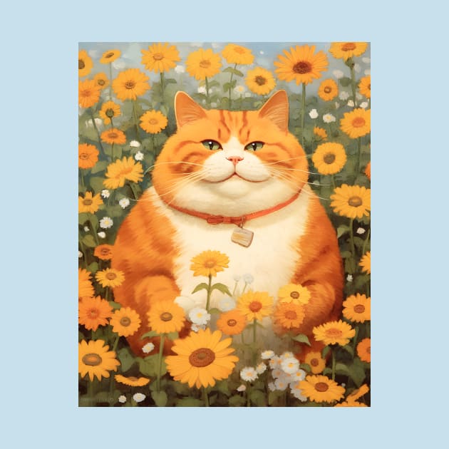 Feline Garden Delight: Cats Amongst a Bouquet of Blooms - Sully by KittyStampedeCo