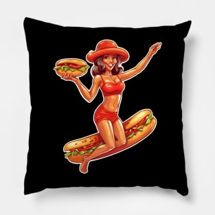 Hot Dog Girl Summer Pillow