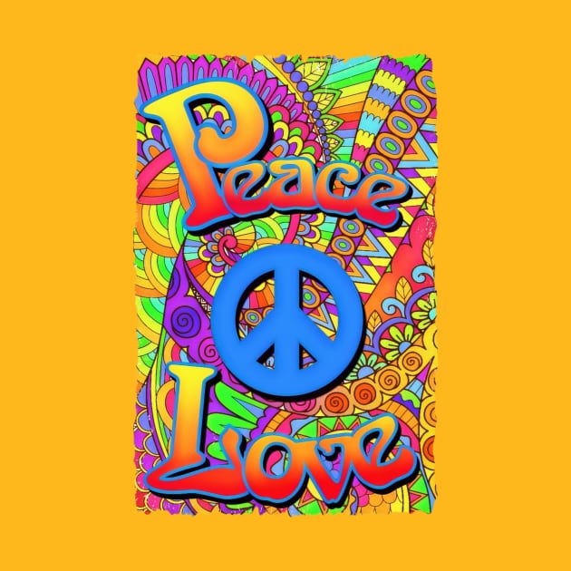 Retro Vintage Peace and Love Style Poster by AlondraHanley