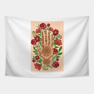 Floral Henna Hand Tapestry