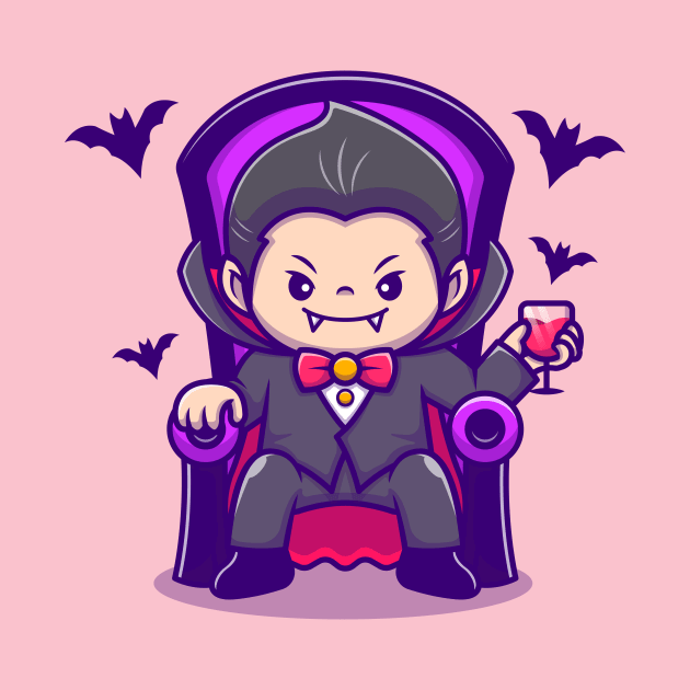 Cute Dracula Sit On Sofa With Blood Juice And Bats by Catalyst Labs