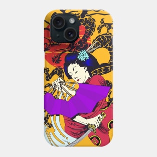 Geisha Holding A Fan Over A Tanto Phone Case