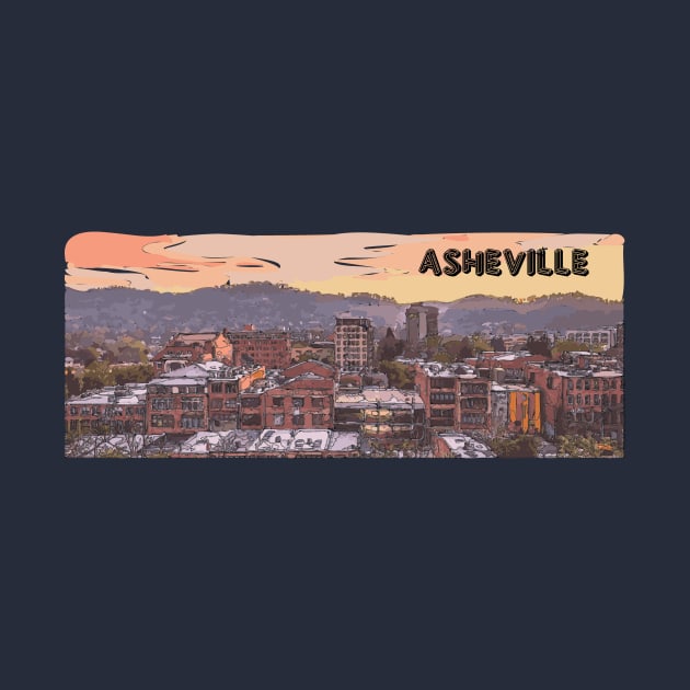 Downtown asheville, North carolina, art, illustration with text by Window House