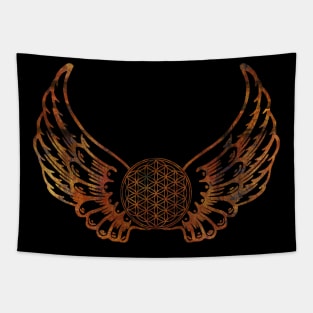 Flower of Life Angel Wings Tapestry