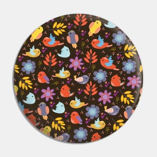 Cute Beautiful Colorful Birds Pattern Artwork Pin