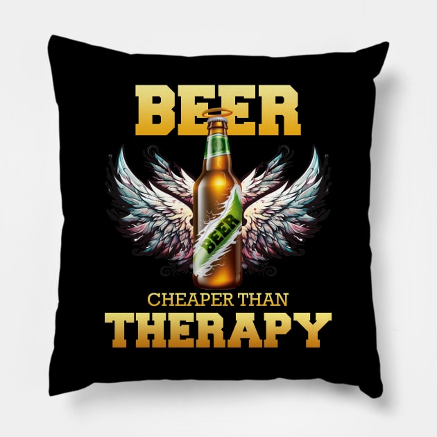 Beer is cheaper than Therapy - Dark Version 1 Pillow by i2studio