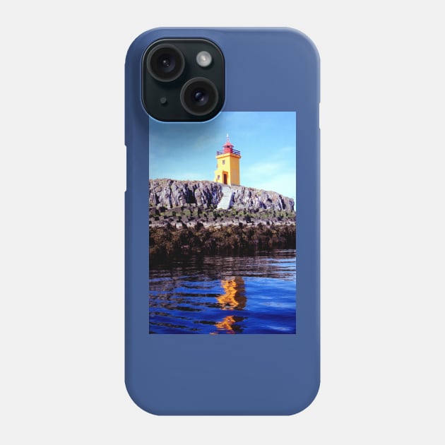 Lighthouse on small island near Flatey Phone Case by Carole-Anne