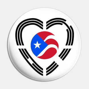 Puerto Rican Korean Multinational Patriot Flag Series (Heart) Pin