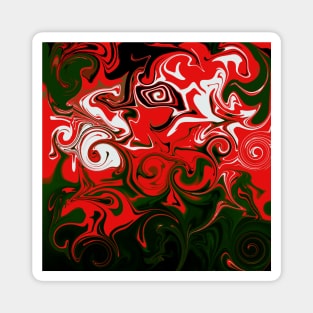 Green and Red Abstract Art Magnet