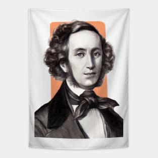 German Composer Felix Mendelssohn orange illustration Tapestry