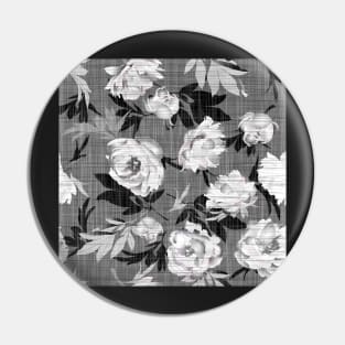 White peonies on a gray linen texture Pin