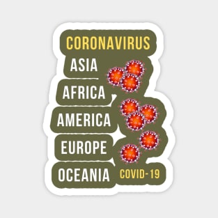 Infected Continents Covid-19 Magnet