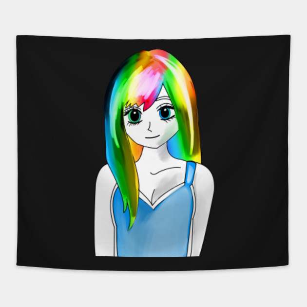 Rainbow Anime Manga Girl Hair Pretty Anime Tapestry Teepublic