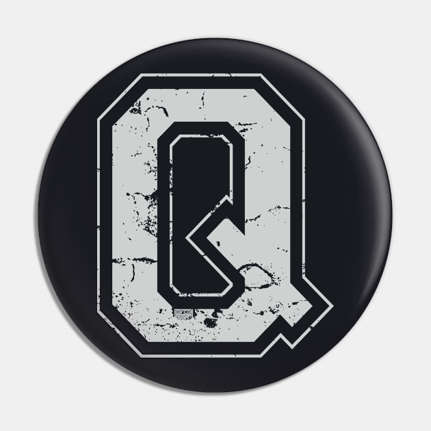 Initial Letter Q Gray Jersey Sports Athletic Player Pin by porcodiseno