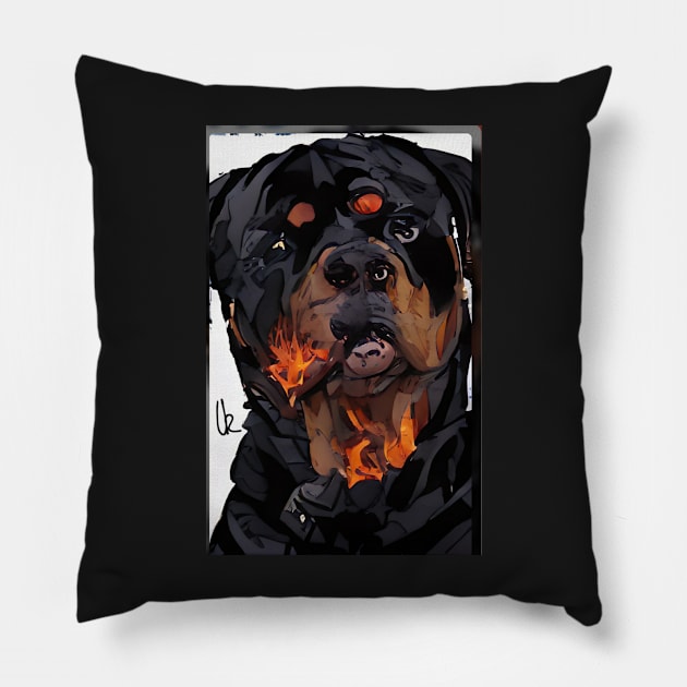 Rottweiler Steampunk art Pillow by Freedomink