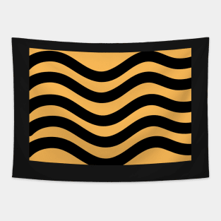 Orange and Black Wavy Lines Tapestry